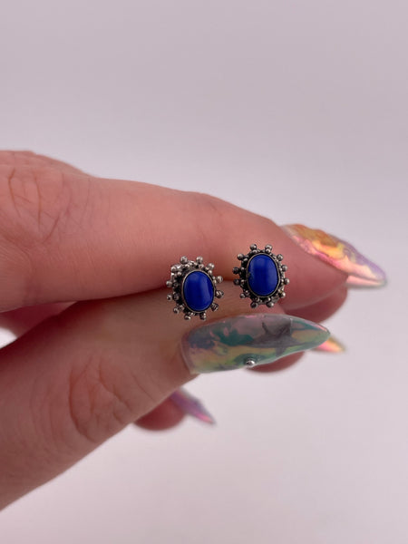 sterling silver lapis post stud earrings