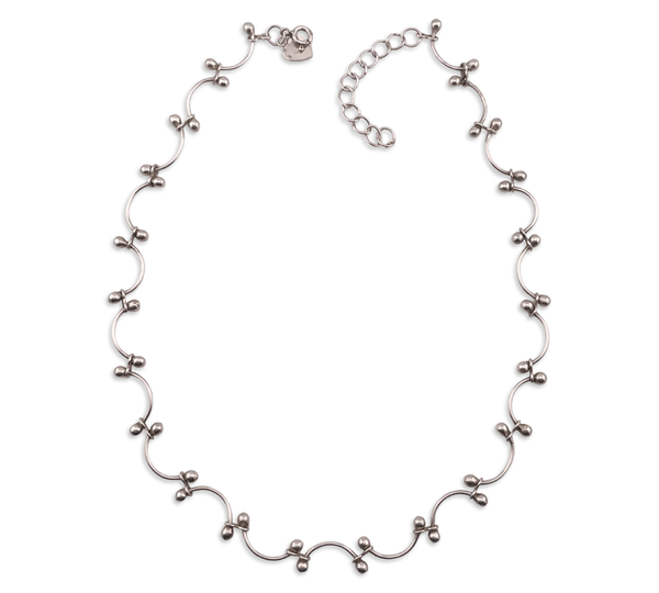sterling silver curved ball necklace