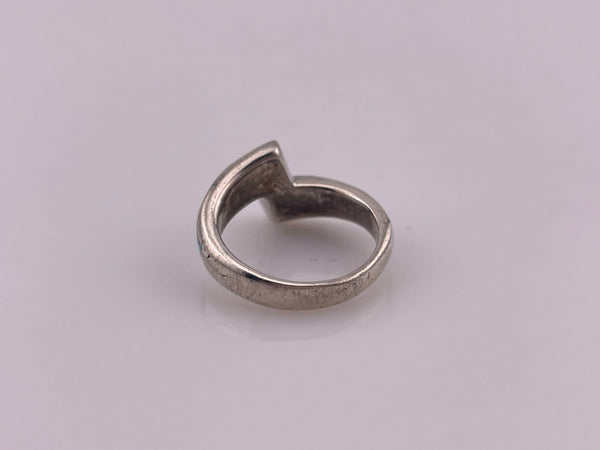 size 6.75 sterling silver blue opal simulant ring