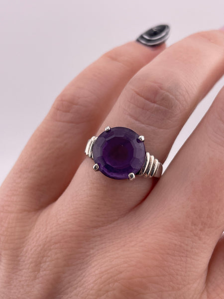 size 7 sterling silver faceted amethyst ring