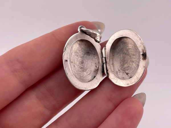 sterling silver oval etched locket pendant