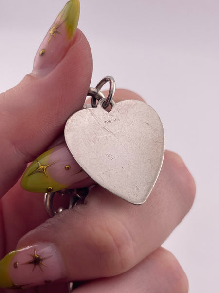 sterling silver 7 1/2" chunky heart tag link bracelet