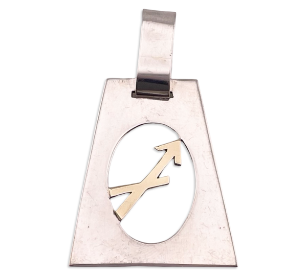 sterling silver & 14k gold 2" Sagittarius the Archer zodiac pendant