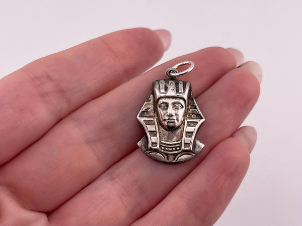 sterling silver Egyptian Revival pressed pharaoh pendant