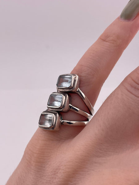 size 6 sterling silver faceted topaz ring