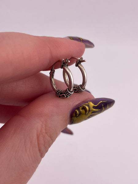 sterling silver small 1/2" Bali style hoop earrings