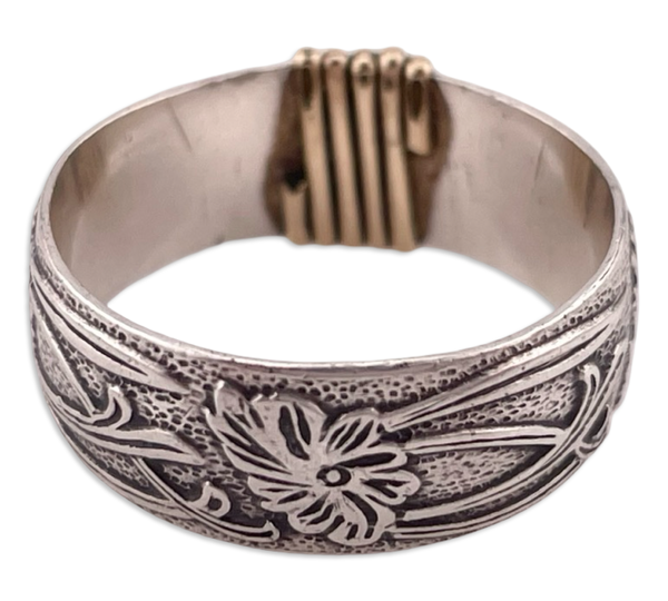 size 8.75 sterling silver gold plated floral band ring