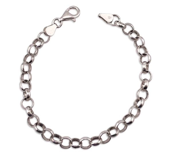 sterling silver 7 5/8" Italian belcher rolo chain link bracelet