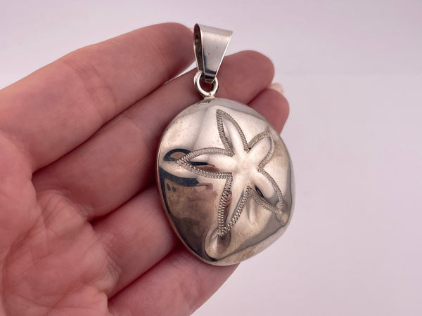 sterling silver large sand dollar pendant