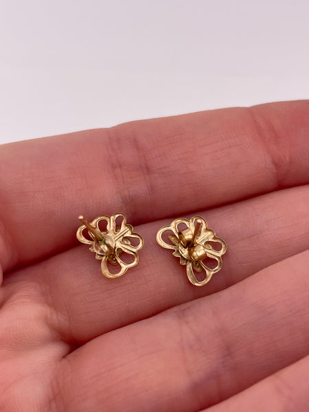 14k yellow & rosy gold butterfly post earrings