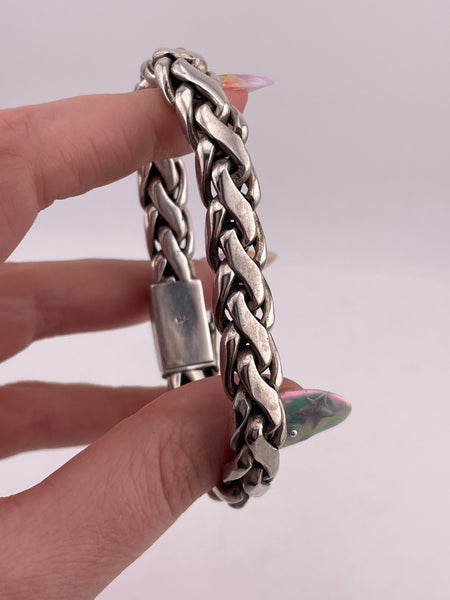 sterling silver 7-1/2" 66.2 gram woven chain link bracelet