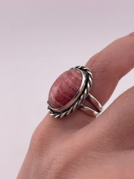 size 5.25 sterling silver rhodochrosite ring