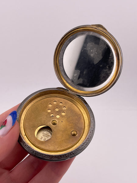 sterling silver Art Deco Austrian enamel powder compact mirror