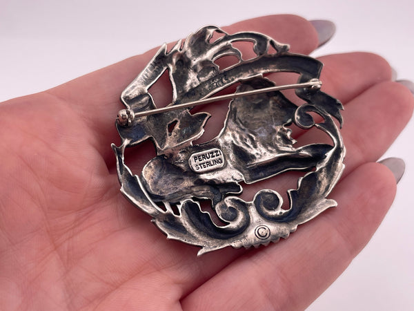 sterling silver Peruzzi Leo the lion zodiac sign brooch