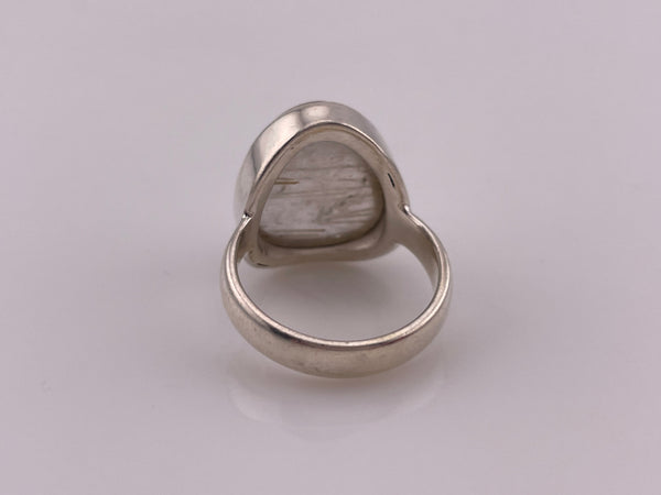 size 7.75 sterling silver pear shape golden rod rutilated quartz ring
