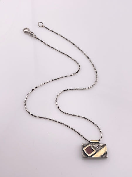 sterling silver & gold plated carnelian pendant necklace