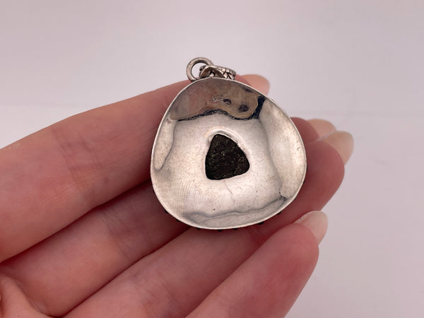 sterling silver gray druzy pendant