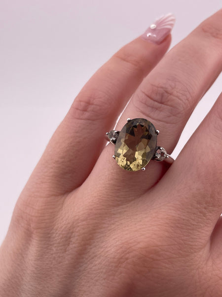 size 7.25 sterling silver faceted citrine topaz ring