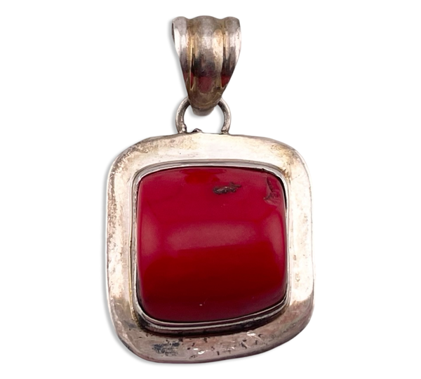 sterling silver coral pendant