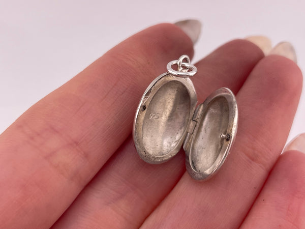sterling silver oval etched locket pendant