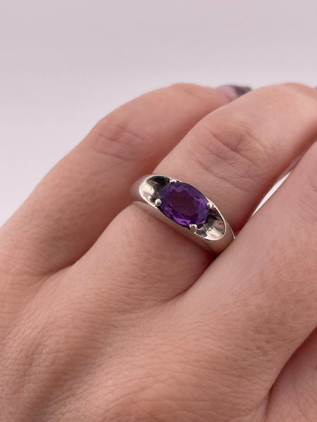 size 5.75 sterling silver east west faceted amethyst ring