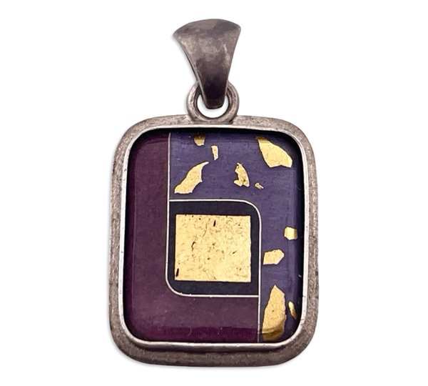sterling silver glass gold flake pendant