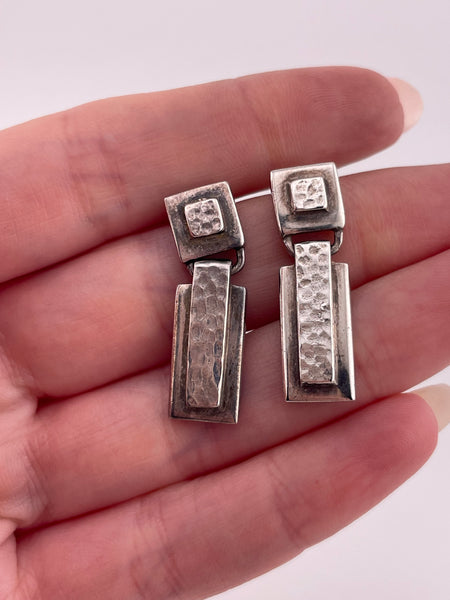 sterling silver textured hinge post earrings