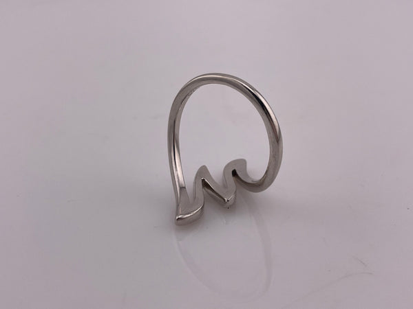 size 9 sterling silver rhodium plated zig zag ring