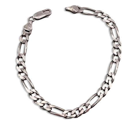 sterling silver 8-1/8" figaro chain link bracelet