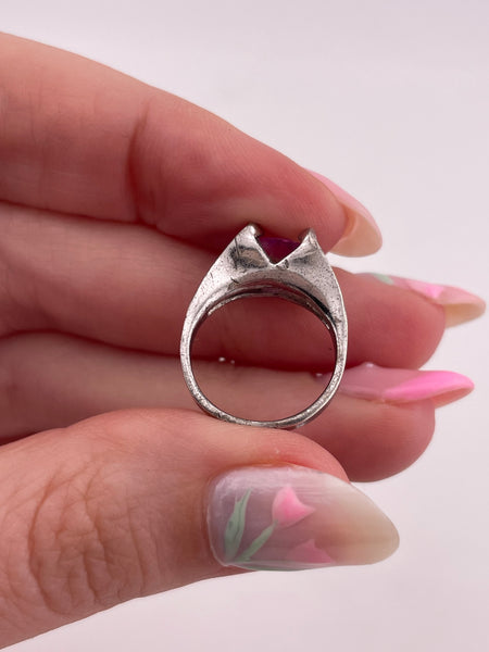 size 3 sterling silver lab pink sapphire ring ***AS IS***