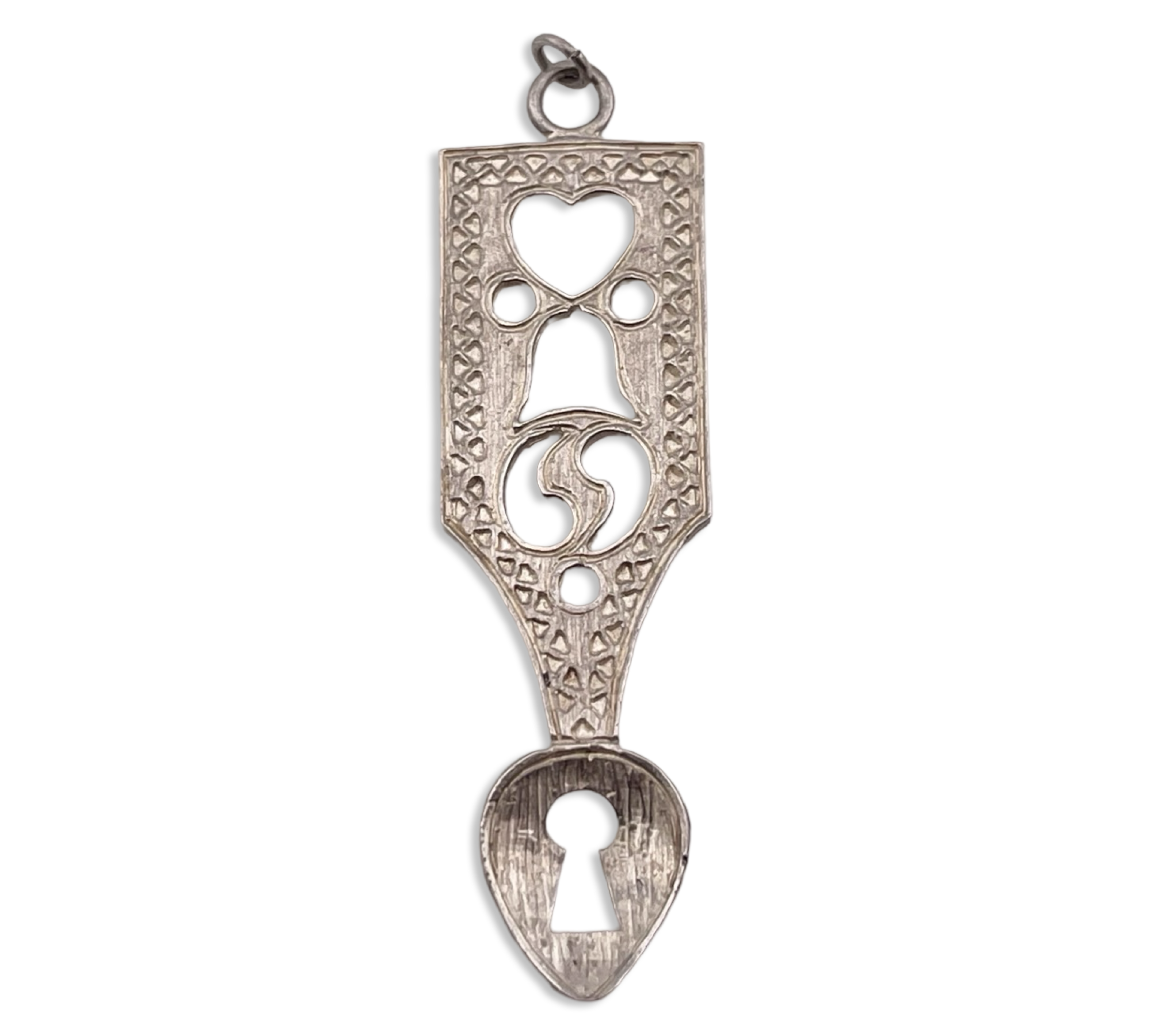 sterling silver heart lock textured pendant