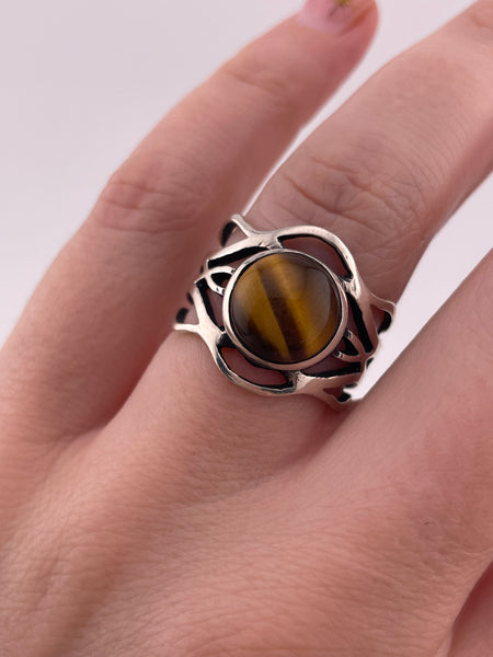 size 6.75 sterling silver tigers eye ring