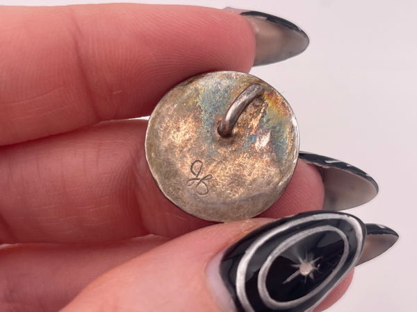 sterling silver Egyptian symbols round pendant