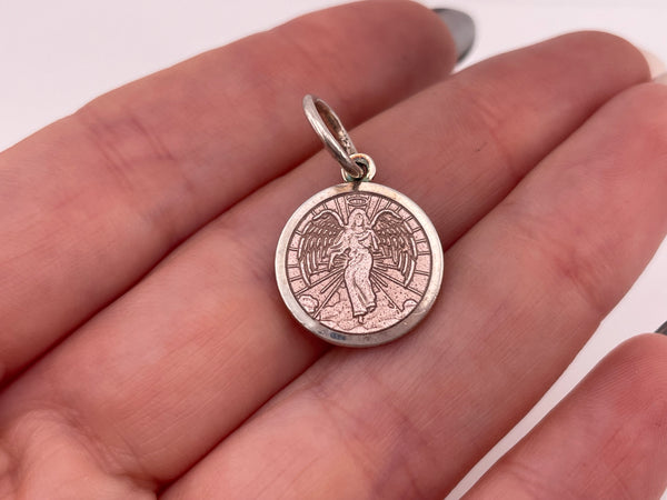 sterling silver Lola enamel guardian angel pendant