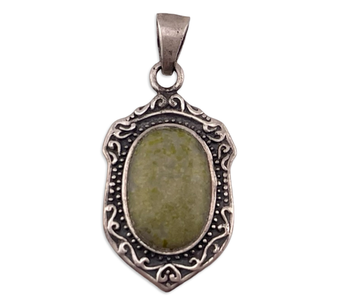 sterling silver Ireland green stone religious Mary pendant