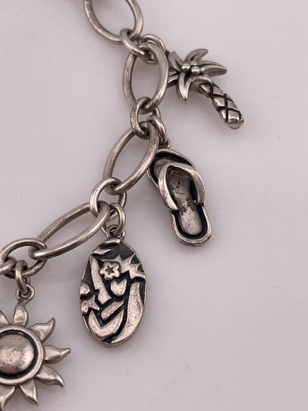 sterling silver designer Na Hoku Hawaii charm link bracelet