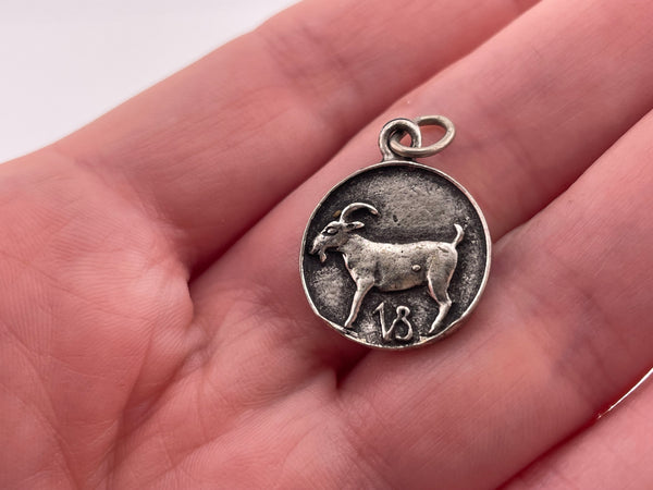 sterling silver Capricorn the Goat pendant