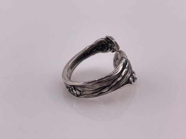size 9.75 sterling silver flower spoon ring