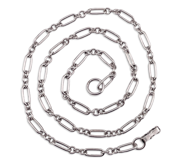 sterling silver rhodium plated 18 7/8" trombone chain link necklace