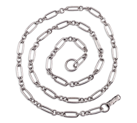 sterling silver rhodium plated 18 7/8" trombone chain link necklace