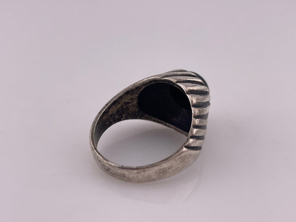 size 10.5 sterling silver black glass sphere ring
