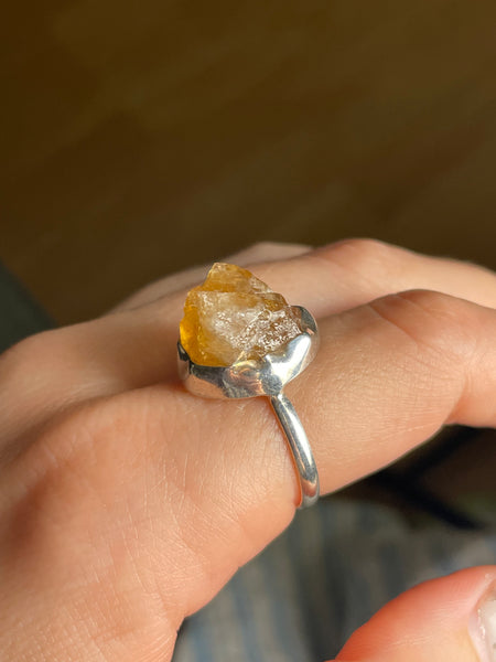 size 9 sterling silver raw citrine ring