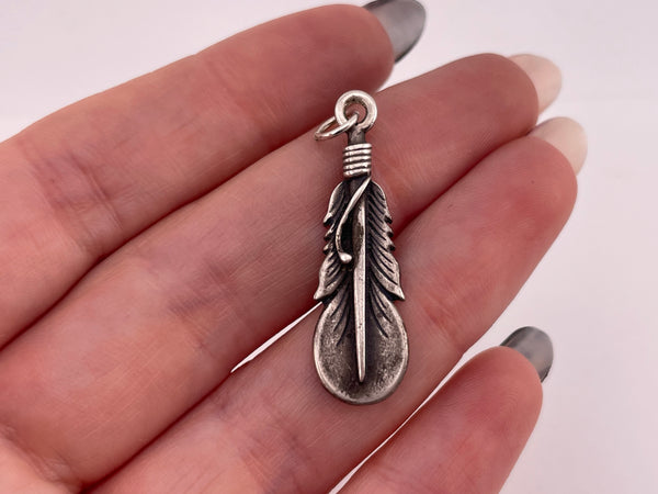 sterling silver feather pendant