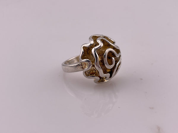 size 7.75 sterling silver abstract wavy flower ring