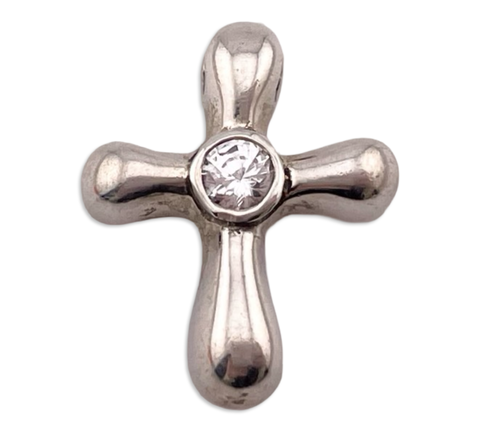 sterling silver rhinestone cross pendant