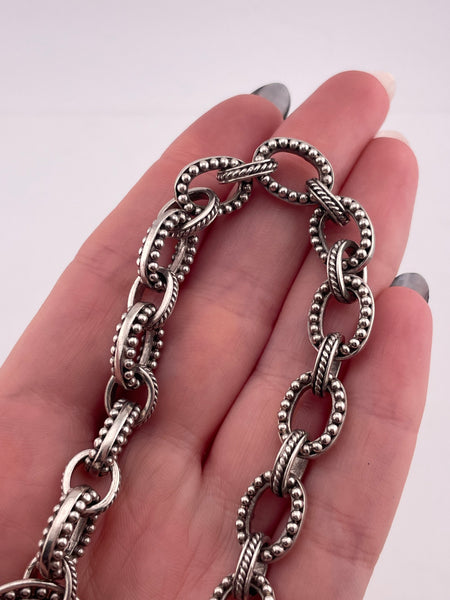 sterling silver heavy textured chain toggle clasp link bracelet