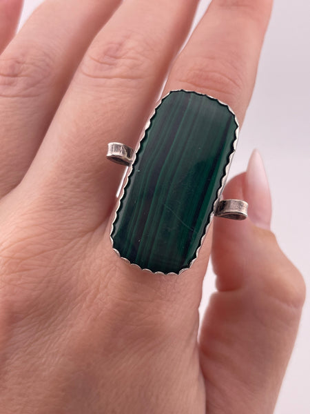 size 7.75 sterling silver malachite ring