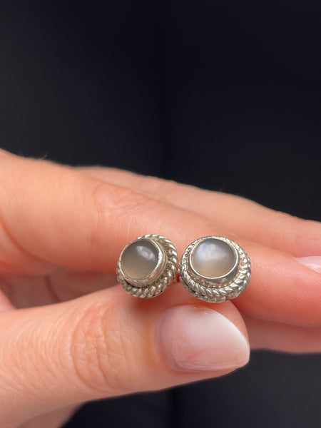 sterling silver moonstone post earrings