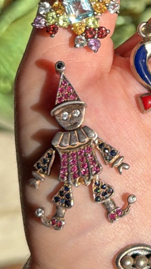 RESERVED PRIVATE LISTING -- sterling silver clown pendant A9