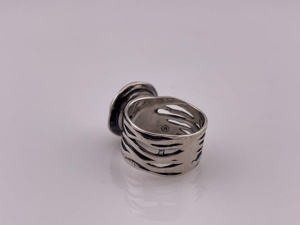 size 6 sterling silver faux pearl cut-out band ring